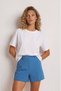 Women's High Waist Shorts Skirt with Side Pockets Woven Tongue Fabric Barrel Wide Leg Mini Shorts