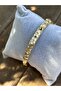 Maisonlune Enamel Flower Patterned Stone Gold Handcuff Bracelet