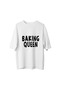 Women's Oversize Printed T-Shirt with the Text "Baked Dominant Ladies" Comfortable Cut Casual Wear Modern Stylish - 2
