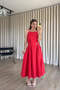 Pomegranate Flower Strap Detailed Belted Princess Model Dress - 2