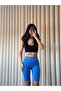 Ribbed Biker Leggings - Saks Blue - 2