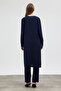 Stone Embellished Plus Size Suit - Navy Blue - 5