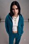 Women's Petrol Blue Shaded Cotton Jacket and Sweatpants Set - 3