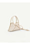 Cream Shk335 Bow Detailed Zippered Long Strap Women's Hand, Arm and Shoulder Bag - 7