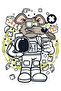 Women's Astronaut Mouse Space Printed T-Shirt 100% Cotton Digital Printing Relaxed Fit Casual Comfortable Modern - 4