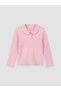 Pink Baby Collar Ribbed Girls' T-Shirt - 2