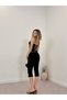Women's Black Strappy Heart Neck Lace-Up Textured Crop Fit Blouse - 3