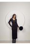 Women's White - White V-Neck Button Detailed Long Sleeve Textured Slim Fit Maxi Knitted Dress - 3