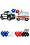 Rescue Team Police Ambulance - Happy Birthday Balloon Chain Party Concept, Police Car and Ambulance Foil Balloon Kids Party Supplies - 5