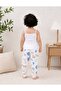 Unisex Children's 2-13 Years Old White 100% Cotton Thread Strap Undershirt and Cuffed Patterned Pajama Bottom Set Comfortable Fit - 3