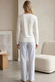 White Patterned Cotton Lycra Crew Neck Knitted Pajama Set26240291 - 3
