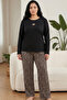 Leopard Patterned Embroidered Cotton Lycra Large Size Oversized Knitted Pajama Set26240886 - 2