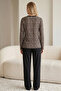 Leopard Patterned Cotton Lycra Crew Neck Knitted Pajama Set26240285 - 2