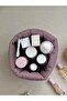 Burgundy Striped Multi-Purpose Fabric Organizer Basket – Makeup Organizer, Skincare, Bathroom and Room Organization Basket – 16X16 cm - 2