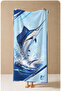 Sailor Marlin Fish Blue Wave Patterned 70X150 Beach Towel - Digital Printed Bath Towel - 5