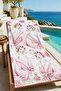 Romantic Pink Animal Figured Toile Patterned 70X150 Beach Towel - Digital Printed Bath Towel - 5