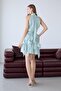 Mint Halter Neck Flounce Mini Evening Dress - 7
