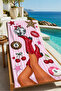 Pop Art Disco Cherry Lip Heels Patterned 70X150 Beach Towel - Digital Printed Bath Towel - 5