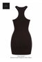 Brown Women's Stretchy Camisole Ribbed Look Halter V-Neck Dress - 4