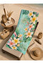 Pastel Plumeria Mint Leaf Tropical Patterned 70X150 Beach Towel - Cotton Bath Towel - 5