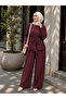 Women's Aerobin Fabric Back Zippered Belted Wide Leg Two-Piece Set - 4