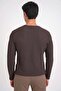 Slim Fit Stretch Cotton Textured Fabric Long Sleeve Brown T-Shirt Ts 934 - 7