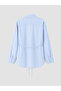 Blue Belted Poplin Women's Shirt Tunic - 7