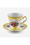 Flores Gold Decorated Floral Yellow Porcelain Coffee Cup Set 100 ml - 4