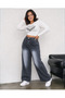 Plus Size Full Fit Waist Elasticated Detail Front and Back Smoked Treatment Denim/Jeans Pants - 2