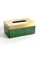 Metal and Leather Covered, Simple Tissue Box, Suitable for Family Living Room and Dining Table Tissue Box (Green Long Compartment)