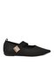Black Knitted Breathable Pointed Toe Banded Women's Ballerinas 855214 Z - 3