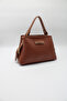 Women's Tan Crossbody Bag with Internal Pocket, Front Accessory and Belt Detail - 5