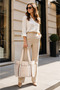 Gold Women's Parachute Fabric Bag Large Size Inflatable Zipper and Side Compartment Striped Daily Shoulder Bag - 3