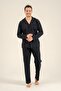 Men's Navy Blue Striped Shirt Pajama Set - 5