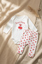 Berry Sweet Baby Girl 100% Cotton Cherry Patterned Long Sleeve Bodysuit and Leggings Set - Natural Softness - 2