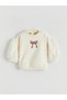 Lcw Baby Ecru Crew Neck Baby Girl Sweatshirt and Leggings - 3