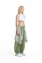 Khaki Belt Detailed Contrast Paneled Trousers 19019 - 4