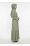 Rizqé Pistachio Green Abaya | Bronze Embroidery | Micro-Pleat Side Panels | Nida/Crepe Modesty Wear - 2
