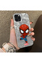 iPhone 13 Pro Max Compatible Spider Man Patterned Silicone Edge Hard Back Case Couple Phone Case - 3