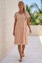 Salmon Color Round Neck Short Sleeve Pocketed Lined Robe Brodeered Cotton Woven Dress 106 55 - 6