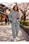 Women's Sakura Printed Oversize Hooded Tracksuit Set Casual