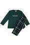 Father-Son Boys Green Plaid Patterned Winter Crew Neck Pajama Set Cotton Flexible Milan Fabric - 2