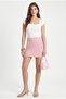 Women's New Polka Shorts Lined Pink Woven Mini Skirt - 2