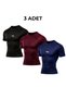 3-Pack Compression Men's T-Shirt Black Claret Red Navy Blue