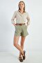 Pleated Belt Detailed Shorts - 4