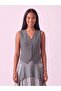 Women's Gray V-Neck 4-Button 100% Cotton Vest