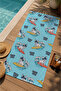 Light Blue Shark Patterned 70X150 Beach Towel - Cotton Bath Towel - 3