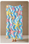 Pastel Blue Yellow Pink Abstract Wave Pattern 70X150 Beach Towel - Digital Printed Bath Towel - 4