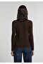 Slim Fit Round Neck Plain Women's Brown Long Sleeve T-Shirt - 2