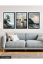 Kayak and Sea 3 Piece Wooden Framed Table Act - 4
